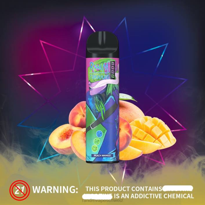RandM Vape Schweiz | RandM Tornado 00P2251 8000 Airflow Control Vape-Gerät 1St Pfirsich-Mango